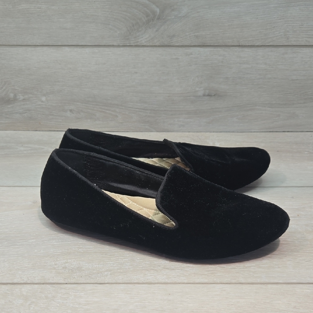 Birdies Women Velvet Style Elegant Black Loafers Slip On Shoes Sz 9